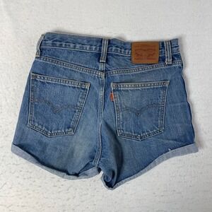 Levi's Denim Shorts Womens Size 26 Blue Button Fly High Rise Orange Tab Cuffed